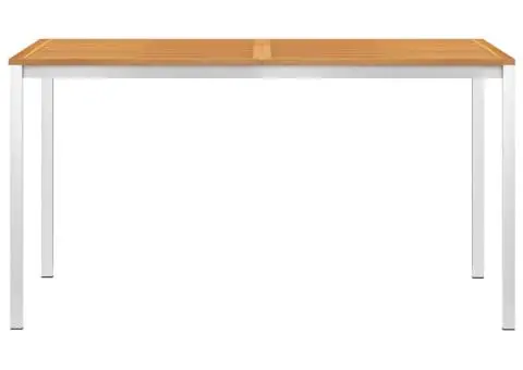 Masă de grădină 140x80x75 cm lemn de acacia & oțel inoxidabil - 2/5