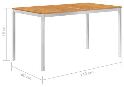 Masă de grădină 140x80x75 cm lemn de acacia & oțel inoxidabil - 5/5