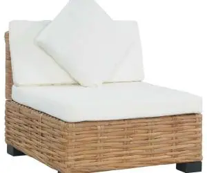 vidaXL Canapea fără brațe cu perne, ratan natural