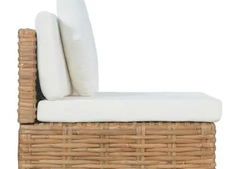 Canapea fără brațe cu perne, ratan natural - 3/5