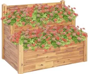 vidaXL Jardinieră de grădină, 2 niveluri, 110x75x84 cm, lemn de acacia