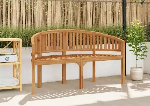 Bancă în formă de banană, 151 cm, lemn masiv de tec - 1/5