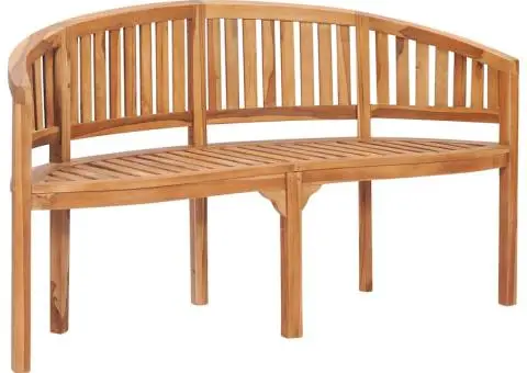 Bancă în formă de banană, 151 cm, lemn masiv de tec - 2/5