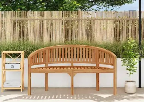 Bancă în formă de banană, 151 cm, lemn masiv de tec - 3/5