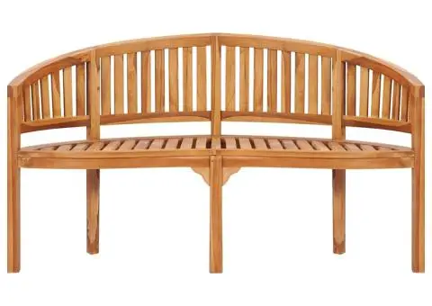 Bancă în formă de banană, 151 cm, lemn masiv de tec - 4/5