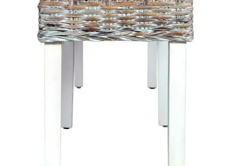 Bancă, alb, 160 cm, ratan kubu natural și lemn masiv de mango - 3/5