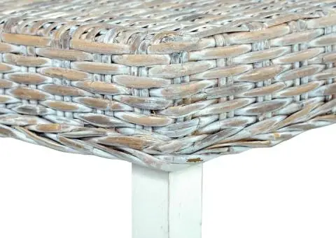 Bancă, alb, 160 cm, ratan kubu natural și lemn masiv de mango - 5/5