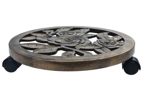 Suporturi de plante cu role, 6 buc., bronz, 38 cm, plastic - 2/5