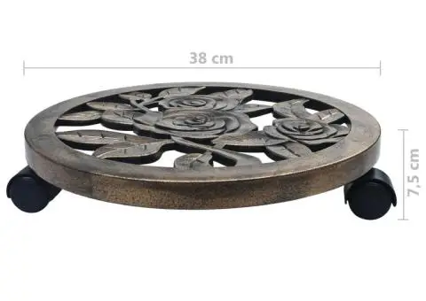 Suporturi de plante cu role, 6 buc., bronz, 38 cm, plastic - 5/5