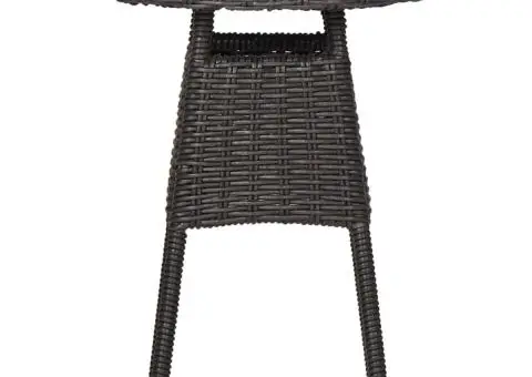 Set mobilier bistro de grădină cu perne 3 piese negru poliratan - 2/5