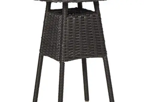 Set mobilier bistro de grădină cu perne 3 piese negru poliratan - 3/5