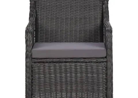 Set mobilier bistro de grădină cu perne 3 piese negru poliratan - 4/5