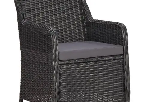 Set mobilier bistro de grădină cu perne 3 piese negru poliratan - 5/5