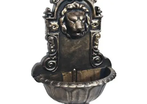 Fântână de perete cu design cap de leu, bronz - 2/5