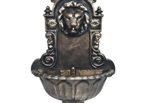 Fântână de perete cu design cap de leu, bronz - 3/5