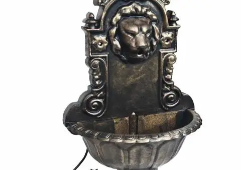 Fântână de perete cu design cap de leu, bronz - 4/5