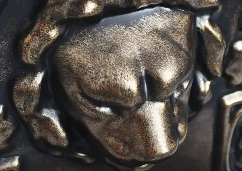 Fântână de perete cu design cap de leu, bronz - 5/5