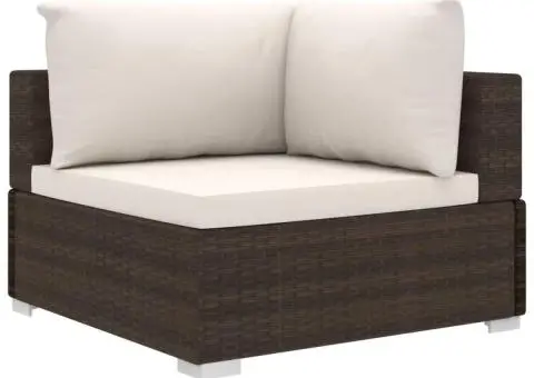 Set mobilier de grădină cu perne, 5 piese, maro, poliratan - 4/5