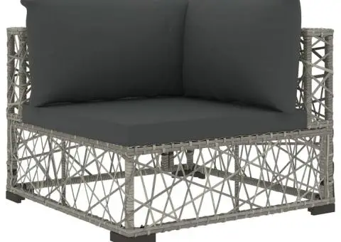 Set mobilier de grădină cu perne, 6 piese, gri, poliratan - 4/5