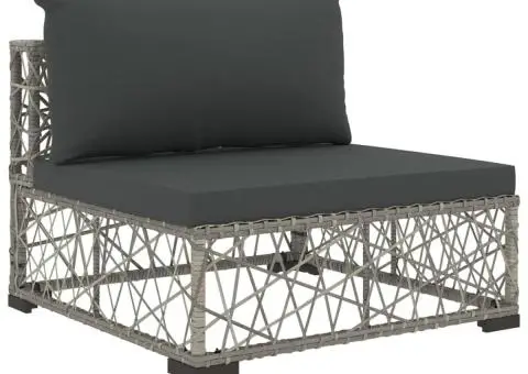 Set mobilier de grădină cu perne, 6 piese, gri, poliratan - 5/5