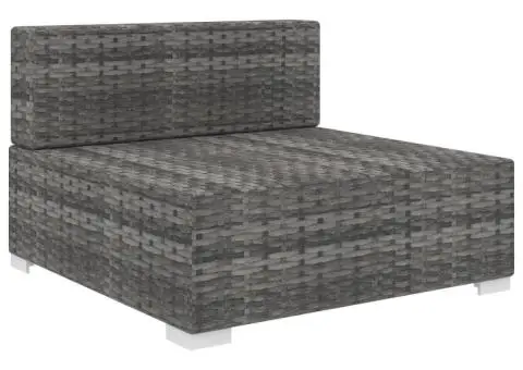 Scaun modular de mijloc, 1 buc., gri, poliratan, cu perne - 2/5