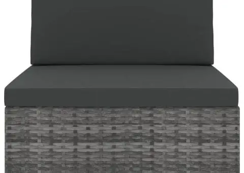 Scaun modular de mijloc, 1 buc., gri, poliratan, cu perne - 3/5