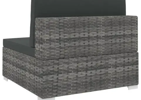 Scaun modular de mijloc, 1 buc., gri, poliratan, cu perne - 4/5