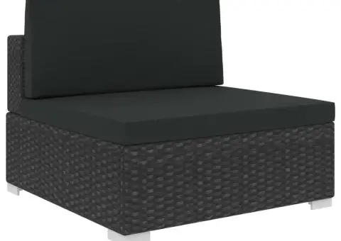 Set mobilier de grădină cu perne, 6 piese, negru, poliratan - 5/5