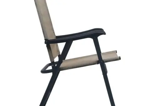 Scaune de grădină pliabile, 2 buc., gri taupe, textilenă - 4/5