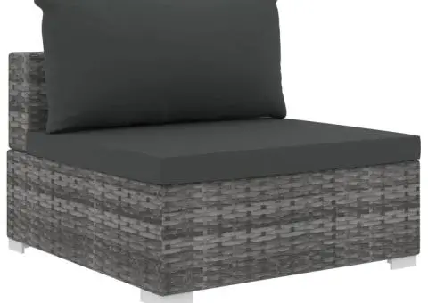 Set mobilier de grădină cu perne, 5 piese, gri, poliratan - 5/5