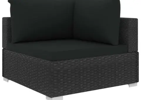 Set mobilier de grădină cu perne, 9 piese, negru, poliratan - 4/5