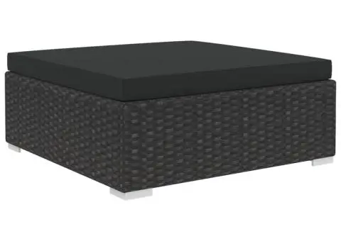 Set mobilier de grădină cu perne, 9 piese, negru, poliratan - 5/5