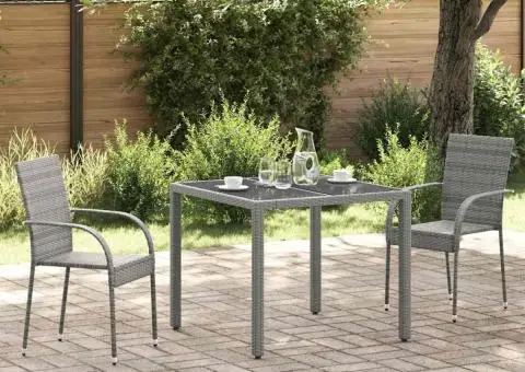 Scaune de grădină stivuibile, 2 buc., gri, poliratan - 1/5