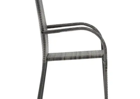 Scaune de grădină stivuibile, 2 buc., gri, poliratan - 5/5