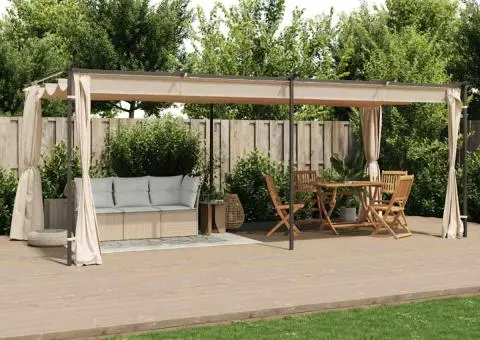 Pavilion cu draperii, crem, 3 x 6 m, oțel - 3/5