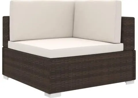 Scaun modular de colț, 1 buc., maro, poliratan, cu perne - 1/5