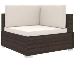 vidaXL Scaun modular de colț, 1 buc., maro, poliratan, cu perne