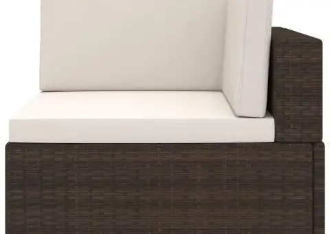 Scaun modular de colț, 1 buc., maro, poliratan, cu perne - 3/5