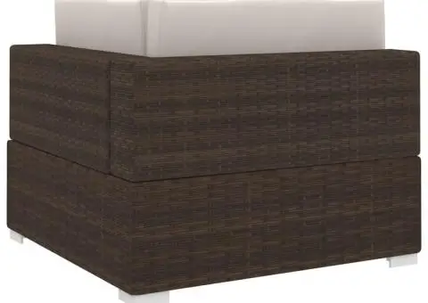 Scaun modular de colț, 1 buc., maro, poliratan, cu perne - 4/5