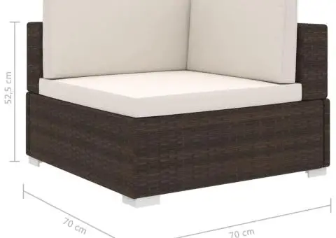 Scaun modular de colț, 1 buc., maro, poliratan, cu perne - 5/5