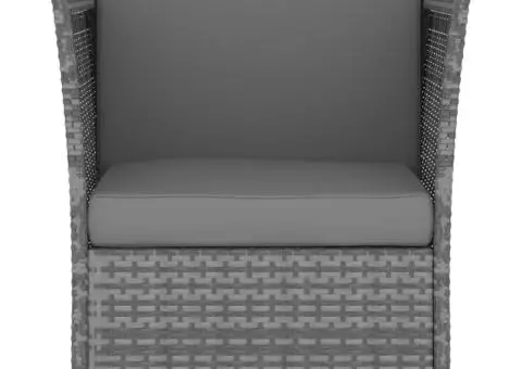 Scaun de grădină cu taburet, antracit, poliratan - 3/5