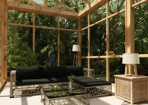 Set mobilier de grădină cu perne, 5 piese, gri, poliratan - 1/5