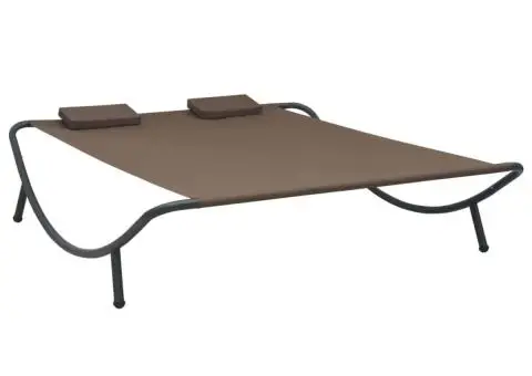 Pat șezlong de exterior, maro, material textil - 1/5