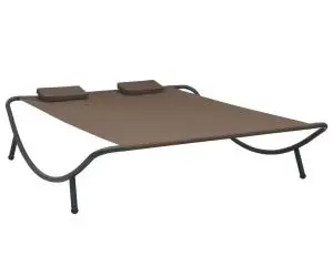 vidaXL Pat șezlong de exterior, maro, material textil