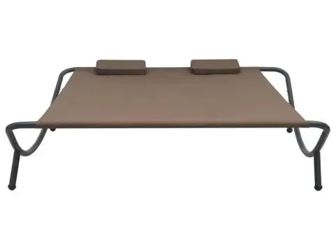 Pat șezlong de exterior, maro, material textil - 2/5