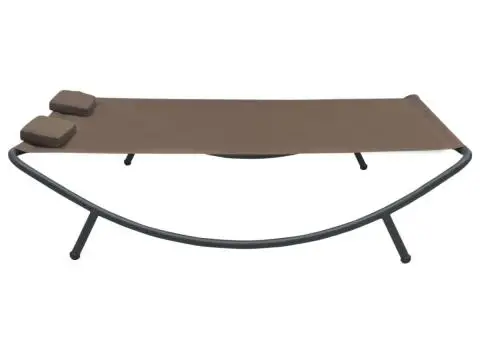 Pat șezlong de exterior, maro, material textil - 3/5