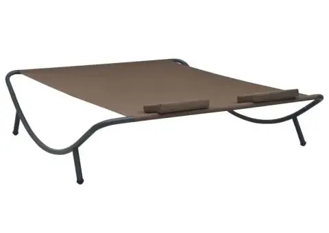 Pat șezlong de exterior, maro, material textil - 4/5
