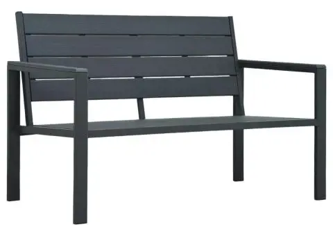 Bancă de grădină, gri, 120 cm, HDPE, aspect de lemn - 1/5