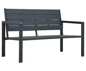 vidaXL Bancă de grădină, gri, 120 cm, HDPE, aspect de lemn