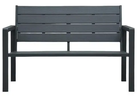 Bancă de grădină, gri, 120 cm, HDPE, aspect de lemn - 2/5
